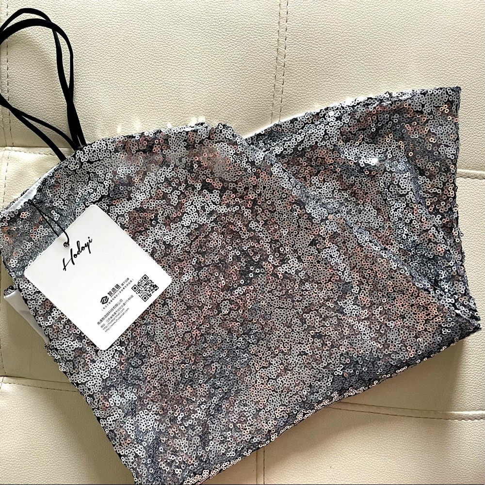 Silver Sequined Flowing Tank- Size M